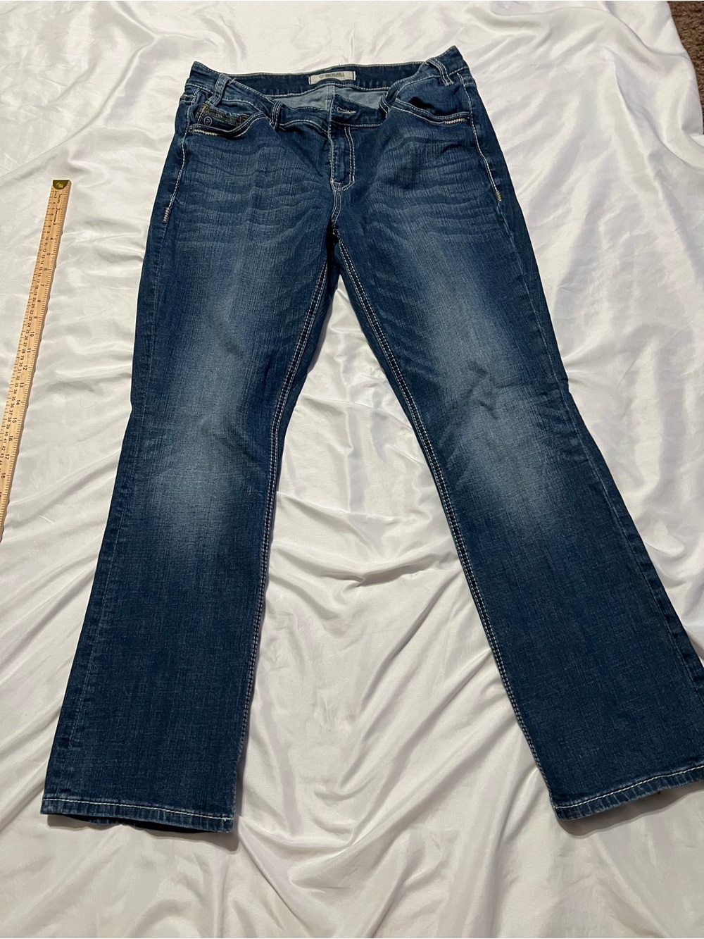 Women's Dark Wash Bootcut Jeans - Mid Rise Stretch